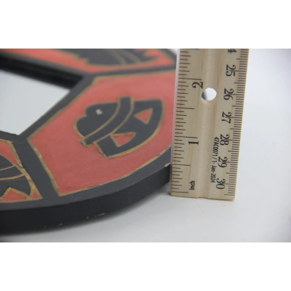 Vintage 90's Red Kokopelli Wall Mirror Boho Decor Hand Painted Indonesia 7.5